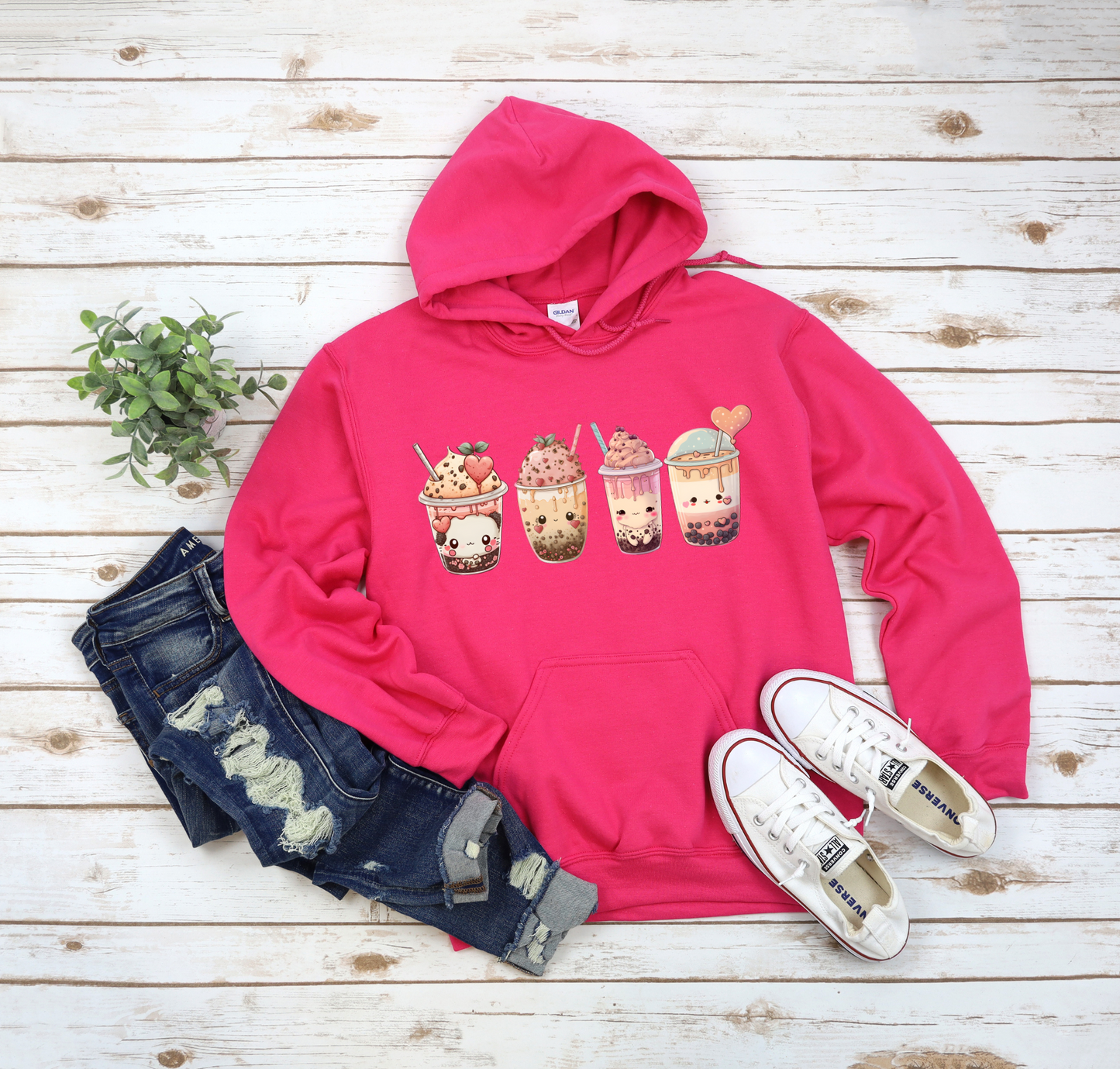 Kawaii Lovers' BubbleTea Unisex Hoodie - Comfortable & Fashionable Sweatshirt in Multiple Colors