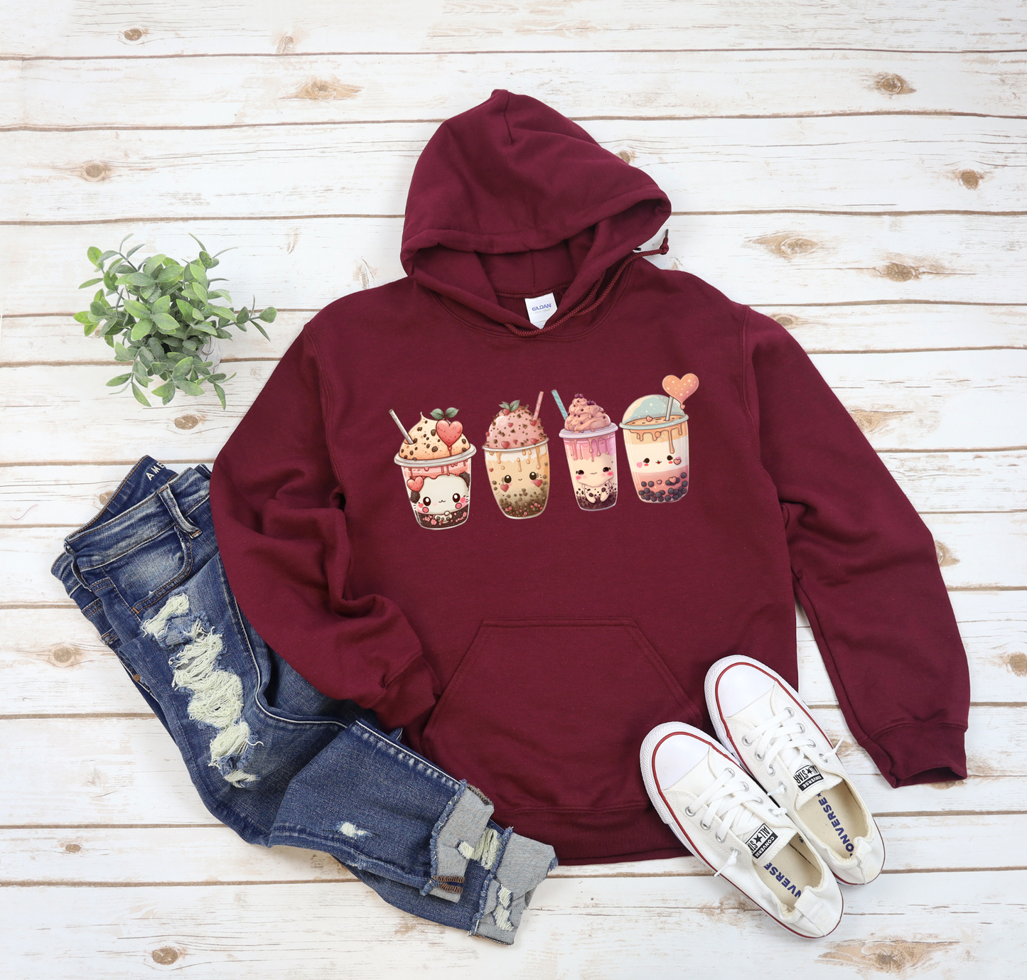 Kawaii Lovers' BubbleTea Unisex Hoodie - Comfortable & Fashionable Sweatshirt in Multiple Colors