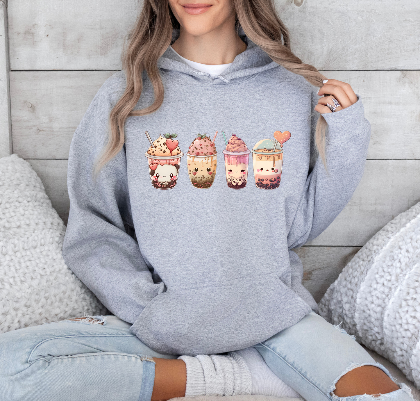 Kawaii Lovers' BubbleTea Unisex Hoodie - Comfortable & Fashionable Sweatshirt in Multiple Colors