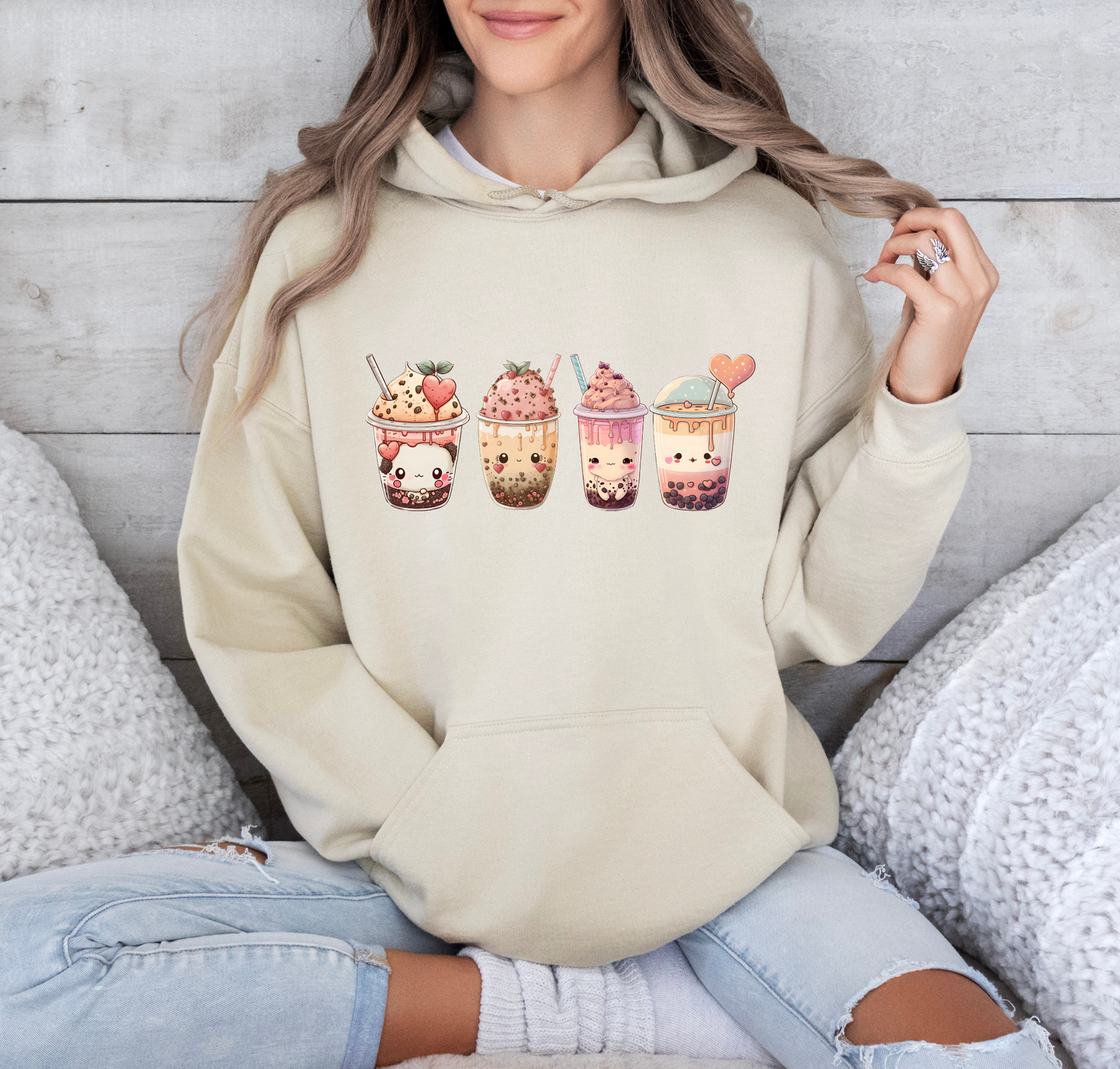 Kawaii Lovers' BubbleTea Unisex Hoodie - Comfortable & Fashionable Sweatshirt in Multiple Colors