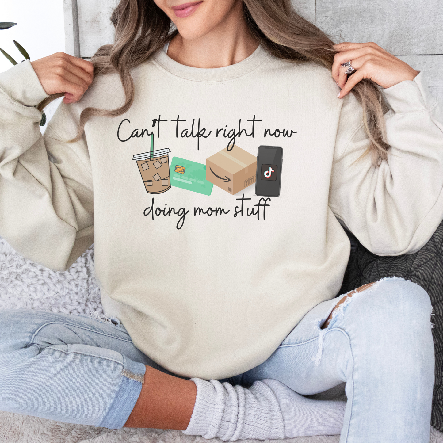 Can’t Right Now Doing Mom Stuff Crewneck Sweatshirt