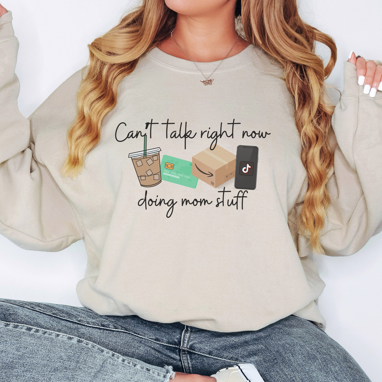 Can’t Right Now Doing Mom Stuff Crewneck Sweatshirt