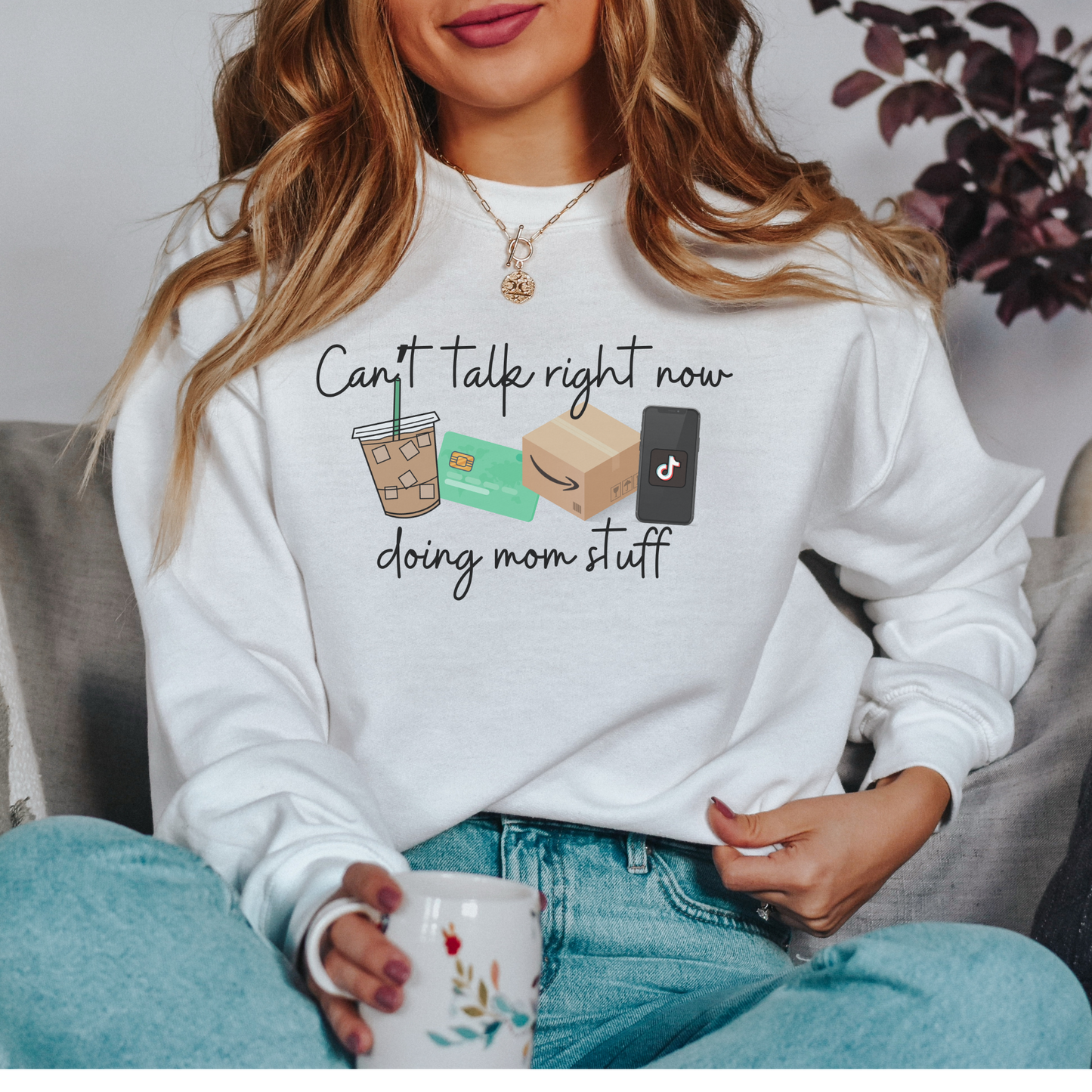 Can’t Right Now Doing Mom Stuff Crewneck Sweatshirt