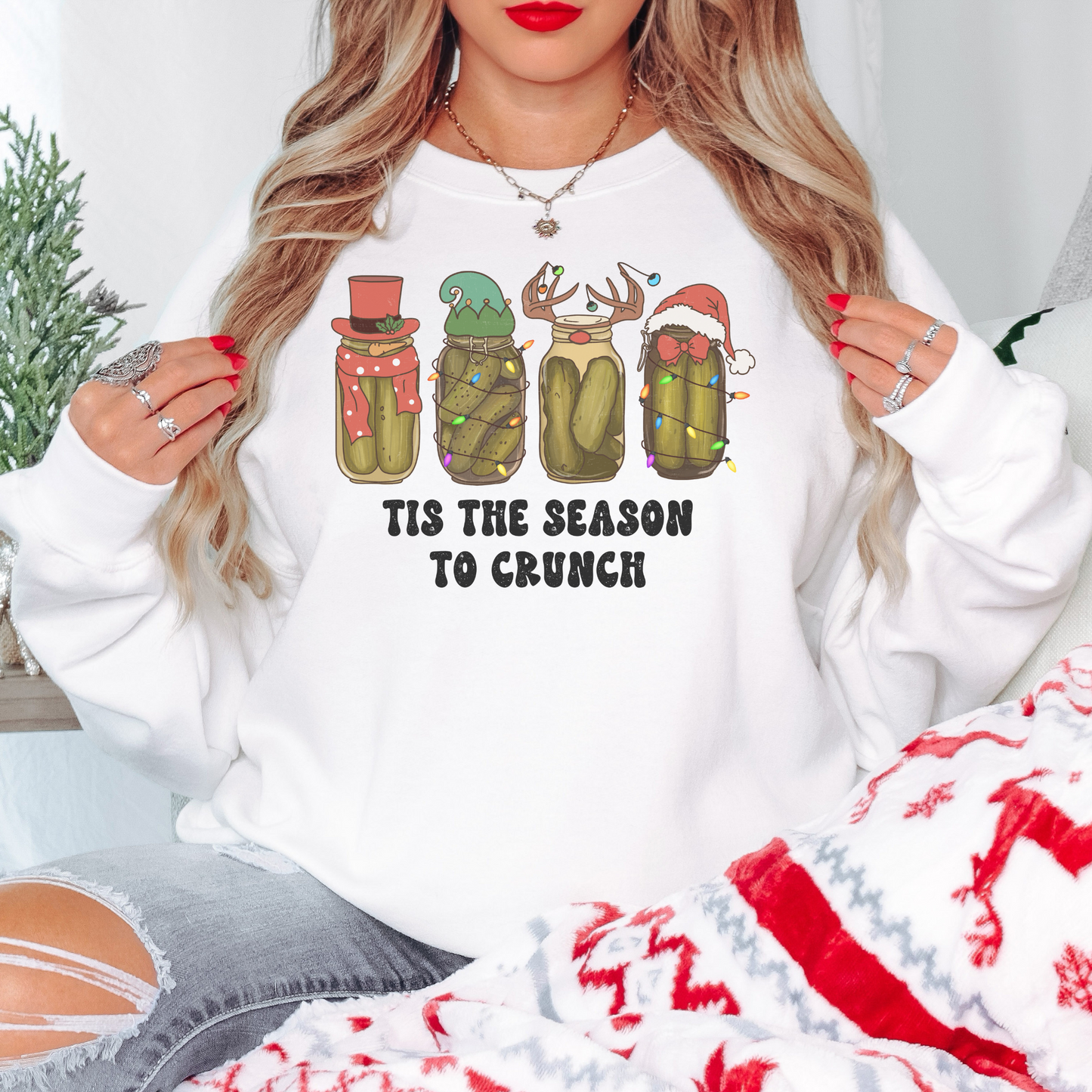 It’s The Season to Crunch, Christmas Pickle Crewneck Sweatshirt
