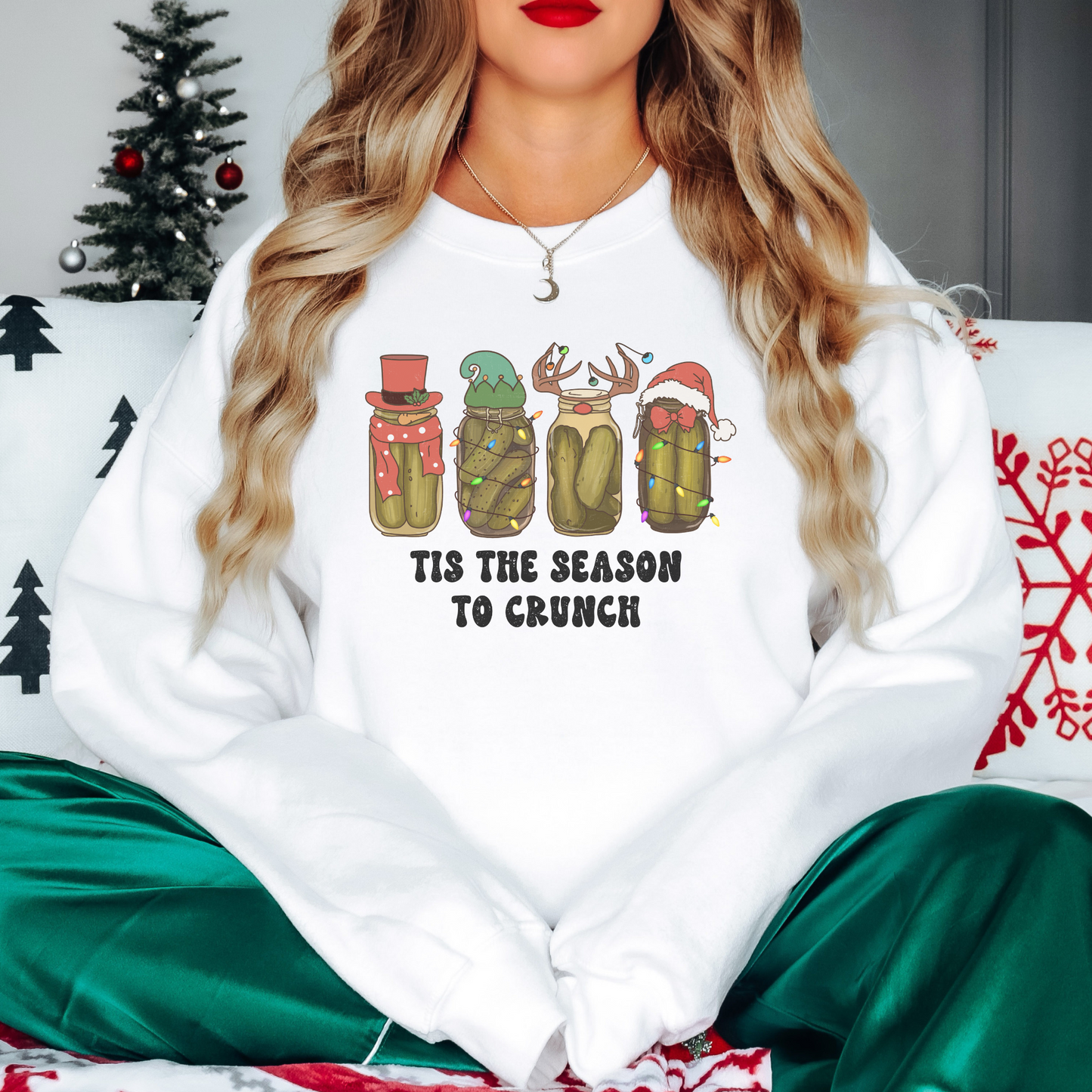 It’s The Season to Crunch, Christmas Pickle Crewneck Sweatshirt