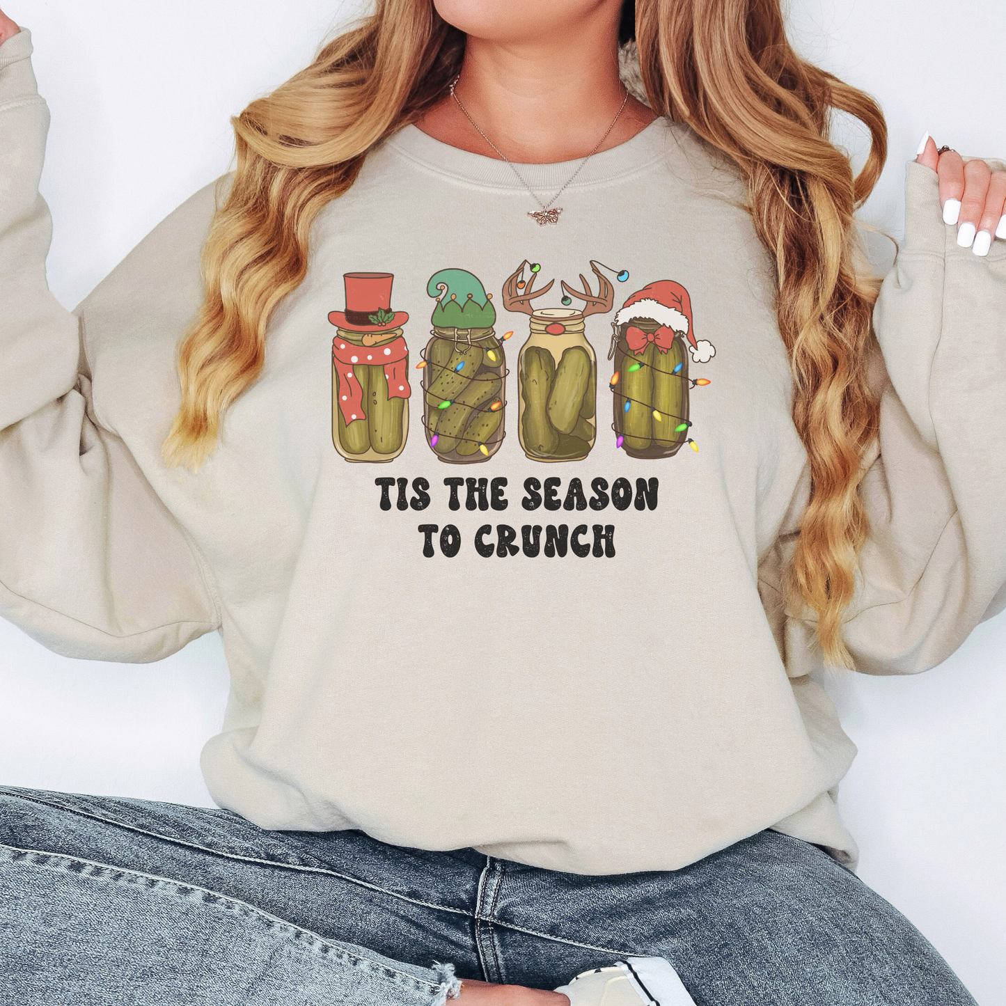 It’s The Season to Crunch, Christmas Pickle Crewneck Sweatshirt