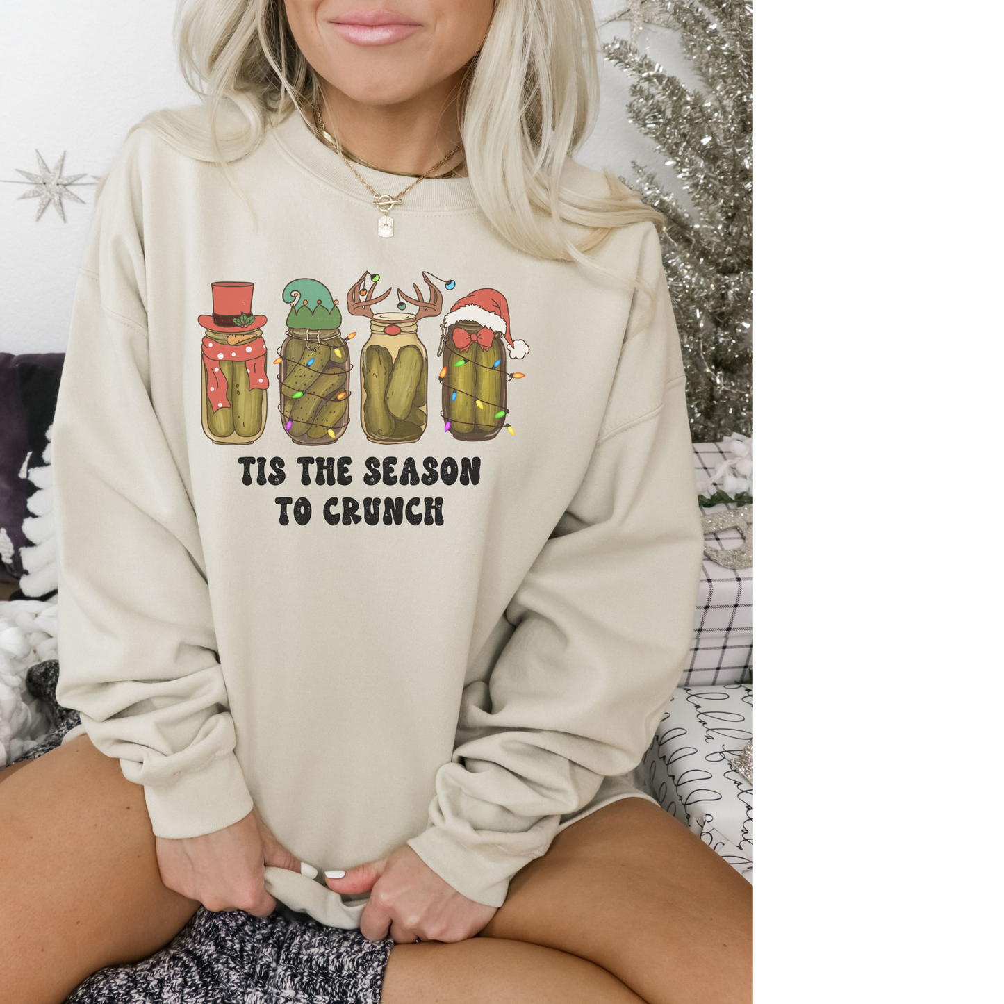 It’s The Season to Crunch, Christmas Pickle Crewneck Sweatshirt