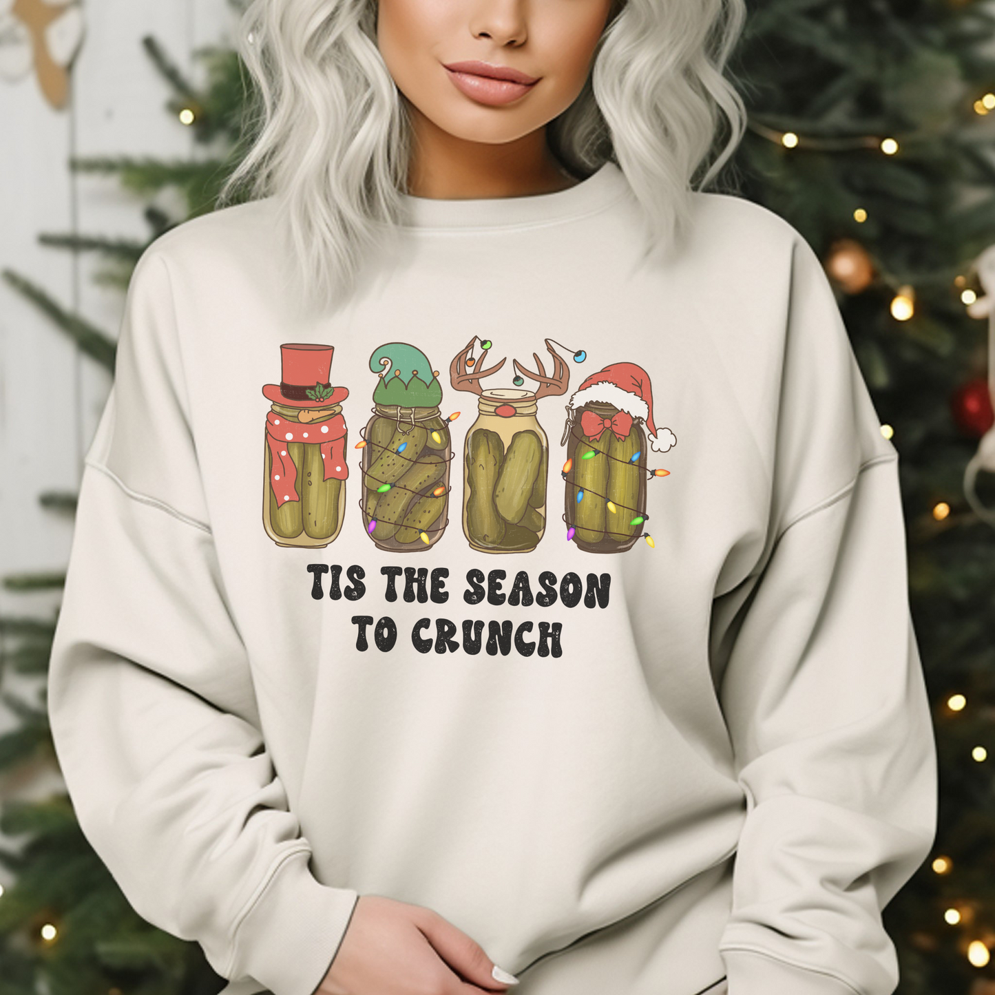 It’s The Season to Crunch, Christmas Pickle Crewneck Sweatshirt