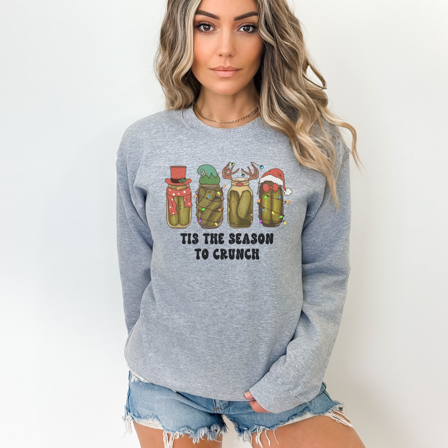 It’s The Season to Crunch, Christmas Pickle Crewneck Sweatshirt