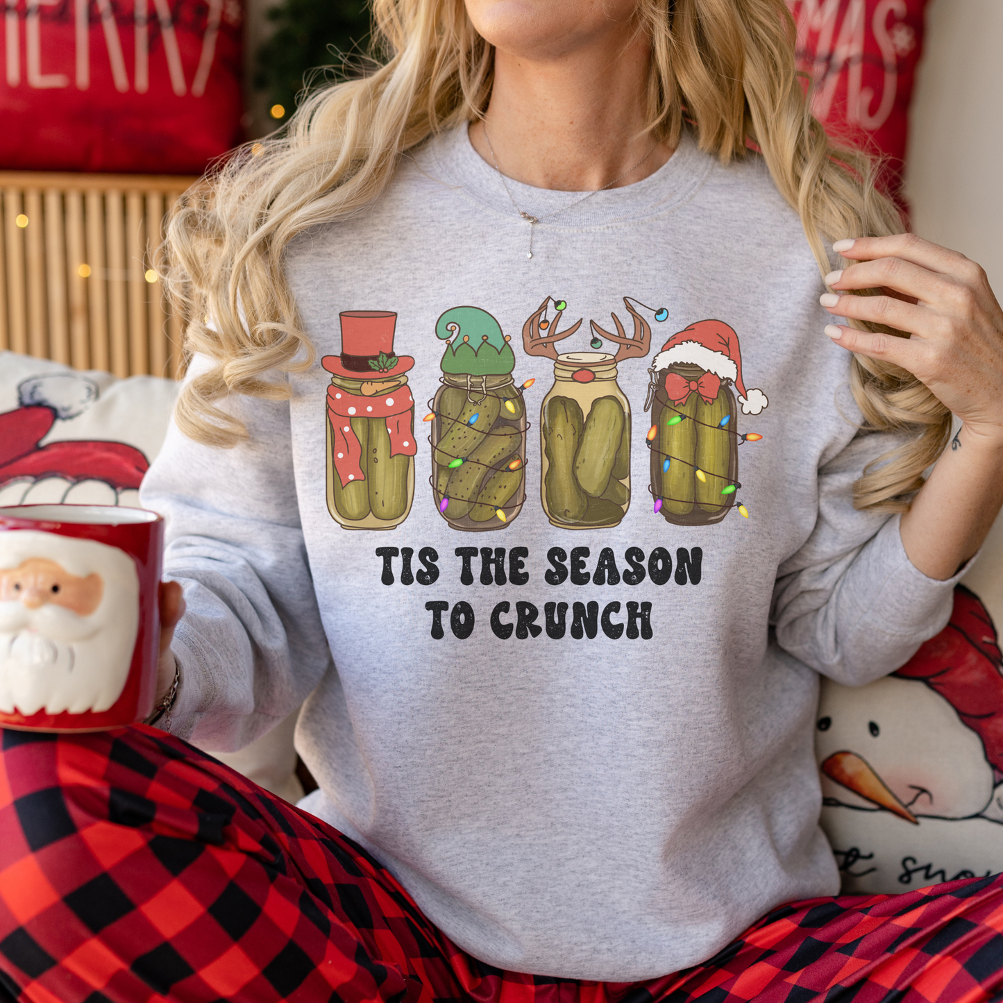 It’s The Season to Crunch, Christmas Pickle Crewneck Sweatshirt