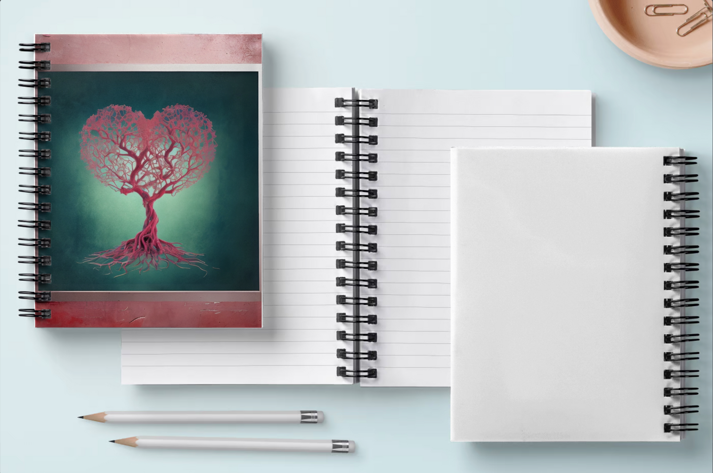 Tree of Hearts B Pink Spiral Notebook