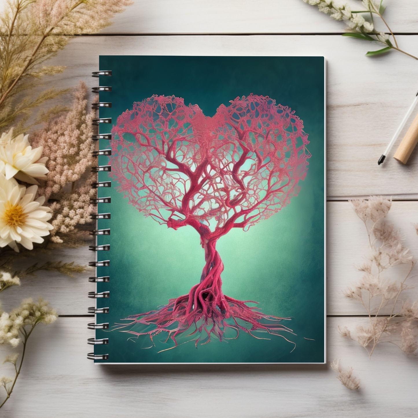 Tree of Hearts A Pink Spiral Notebook