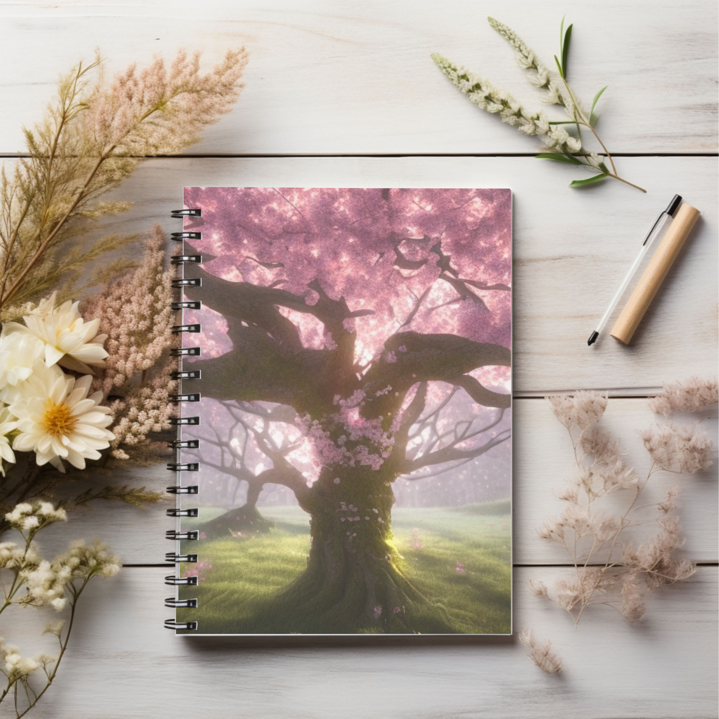 Cherry Blossom Tree! Journal or Notebook. Minimalist, Notes Spiral Notebook - Ruled Line