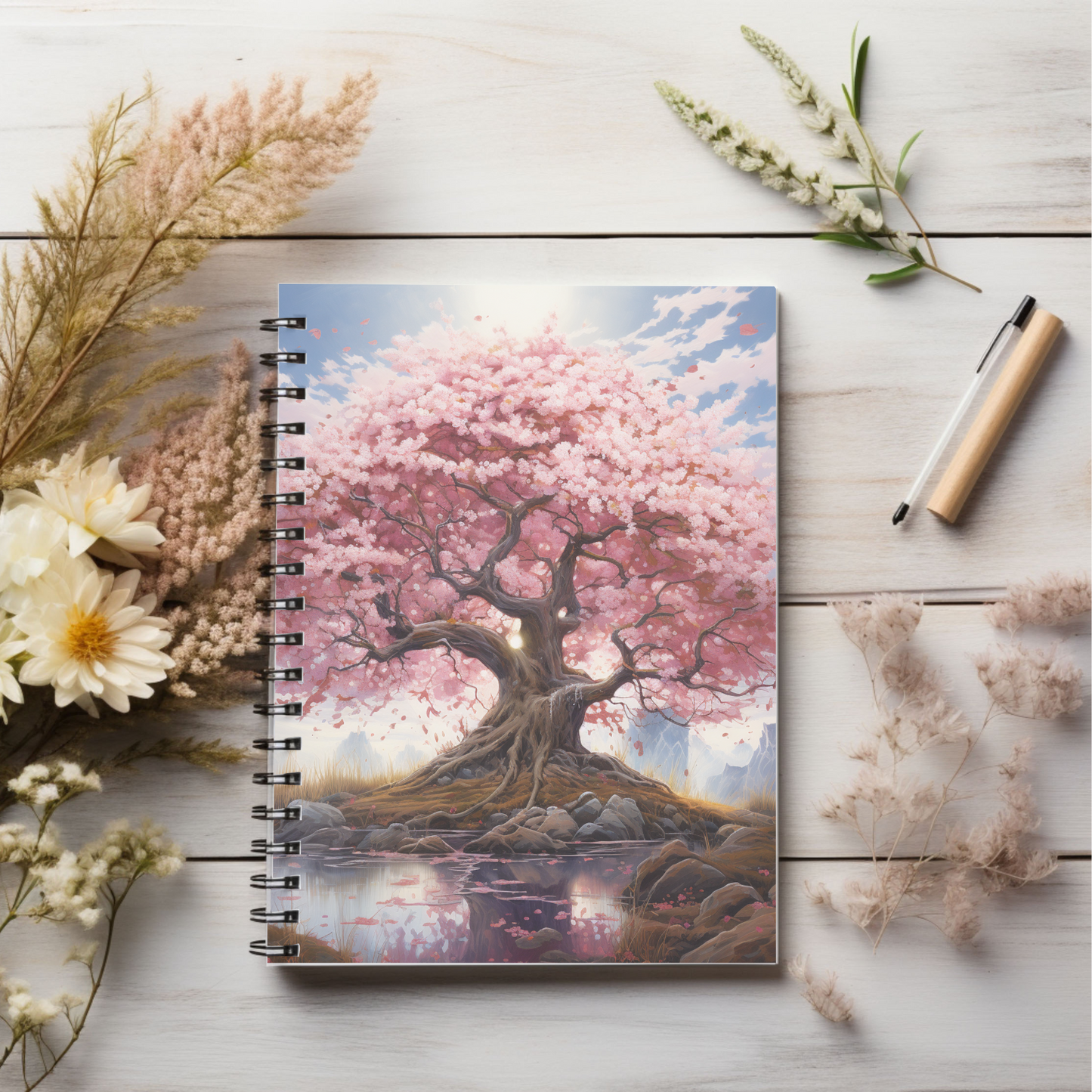Cherry Blossom B Pink Spiral Notebook