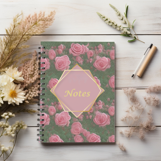 Beautiful Pink Rose Garden Notes Spiral Notebook - Ruled Line