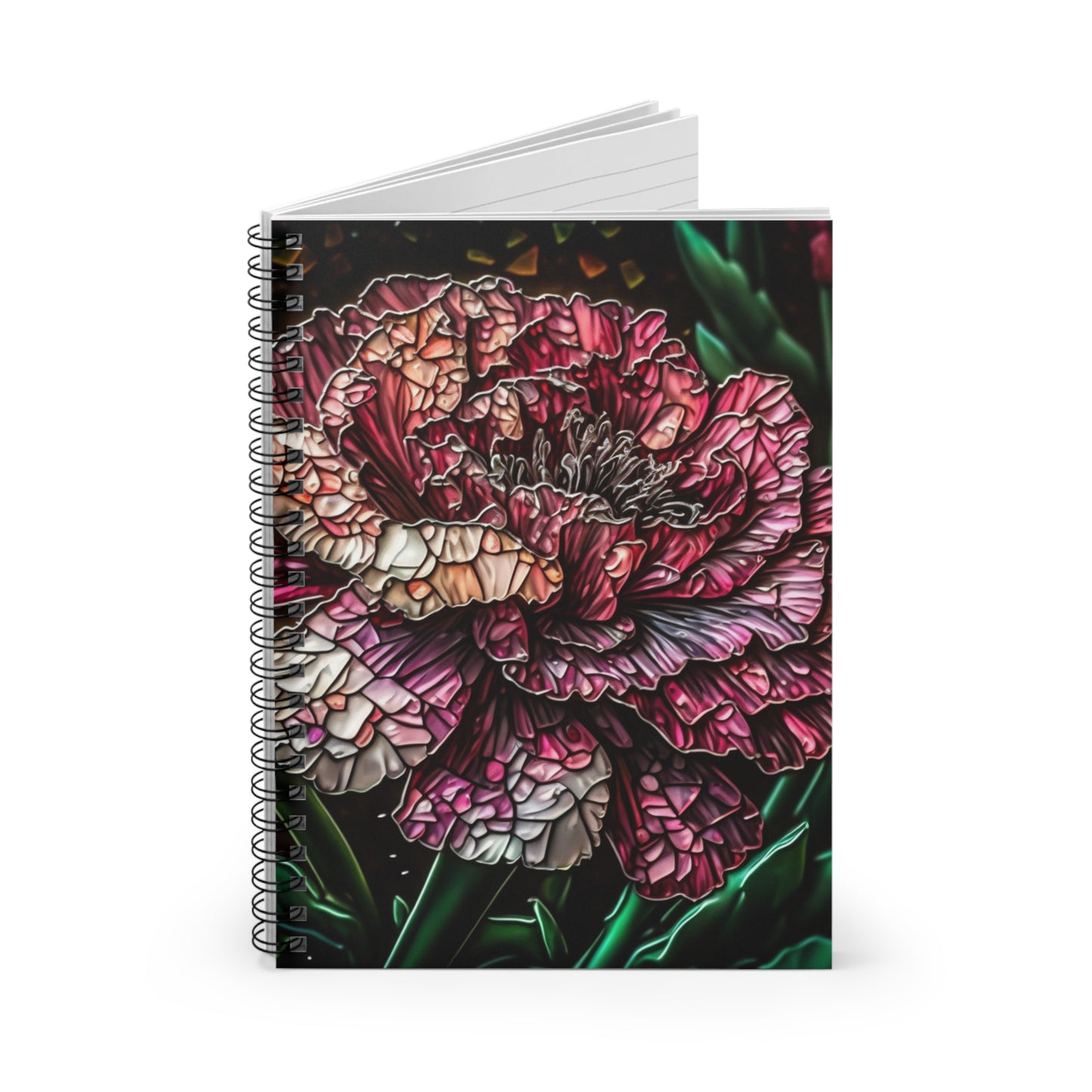 Stained glass pink rose boho designed journal or Notebook. Boho, minimalist, Notes Spiral Notebook - Ruled Line