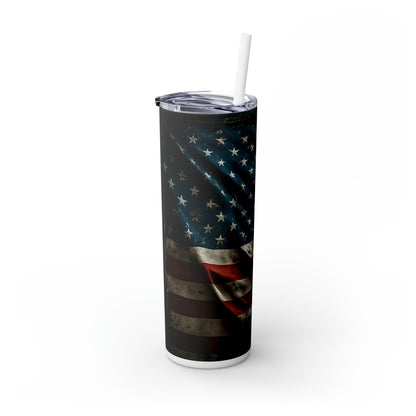 USA American Flag, EcoChic 20oz Skinny Stainless Steel Tumbler with Straw