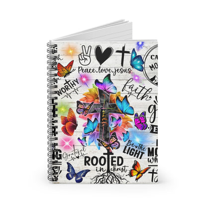 Collage style cross Christian journal or Notebook. Notes Spiral Notebook - Ruled Line