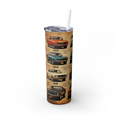 Classic Mustang Skinny Tumbler with Straw, 20oz