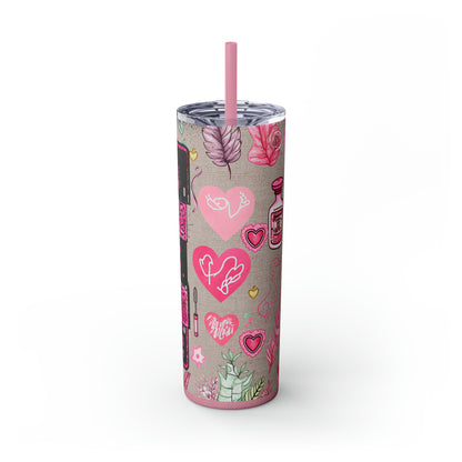 Nurse Pink ,EcoChic 20oz Skinny Stainless Steel Tumbler with Straw