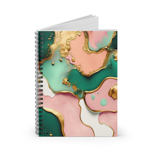 Green & Pink Journal  or Notebook. Diary Notes Spiral Notebook - Ruled Lined