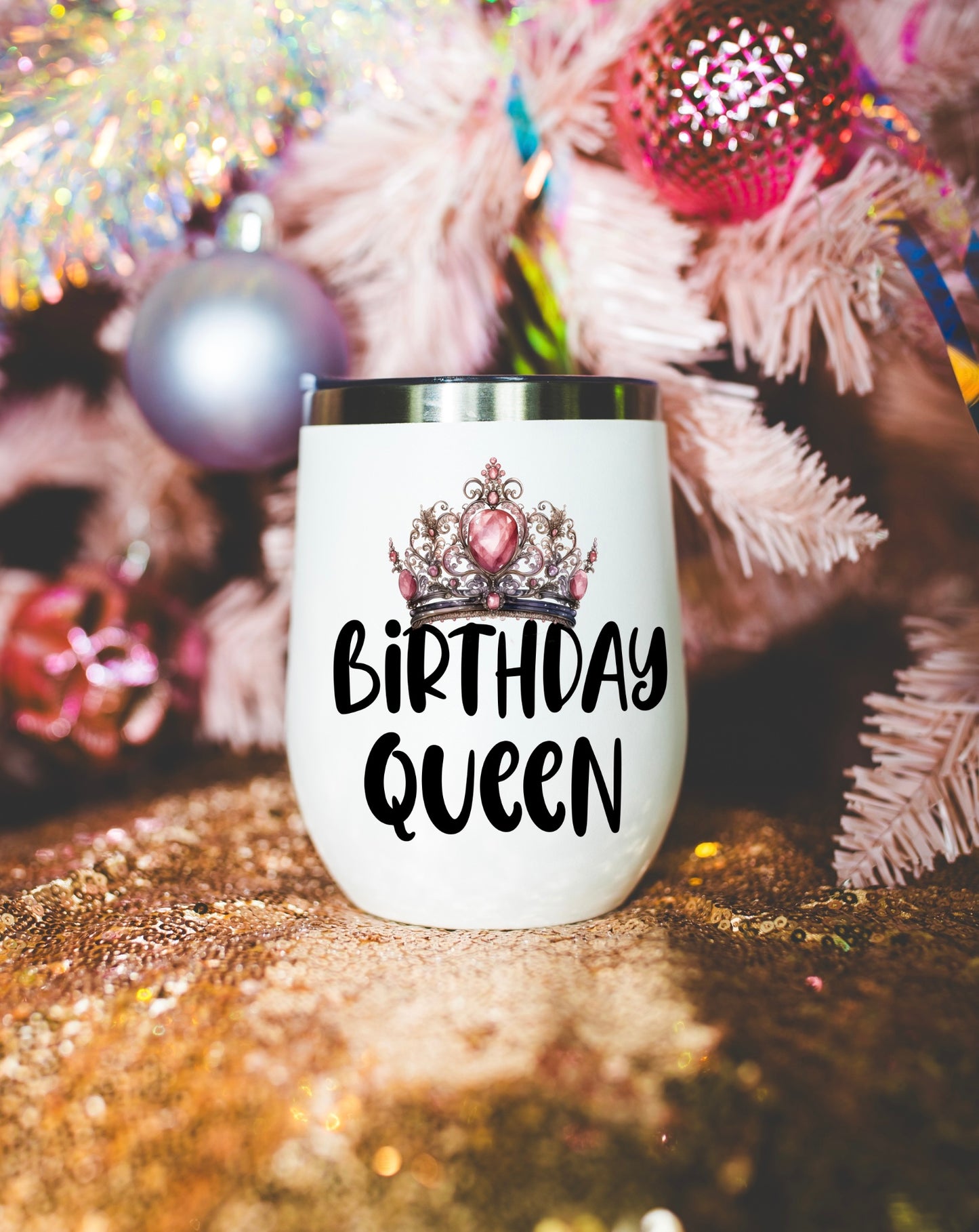 Birthday Queen Insulated Wine Tumbler - Elegant, Personalized Drinkware