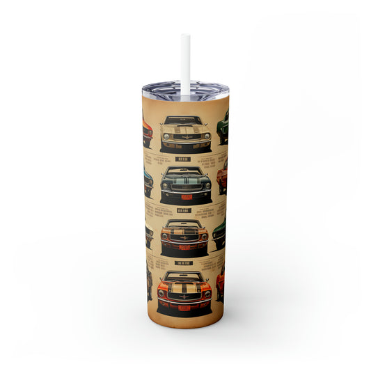 Classic Mustang Skinny Tumbler with Straw, 20oz