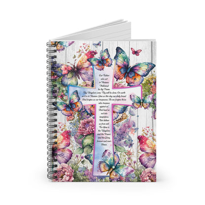 Our Father The Lords Prayer Beautiful Cross Christian journal or Notebook. Notes Spiral Notebook - Ruled Line