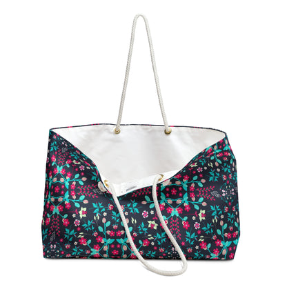 Blue & Pink Floral Weekender Bag