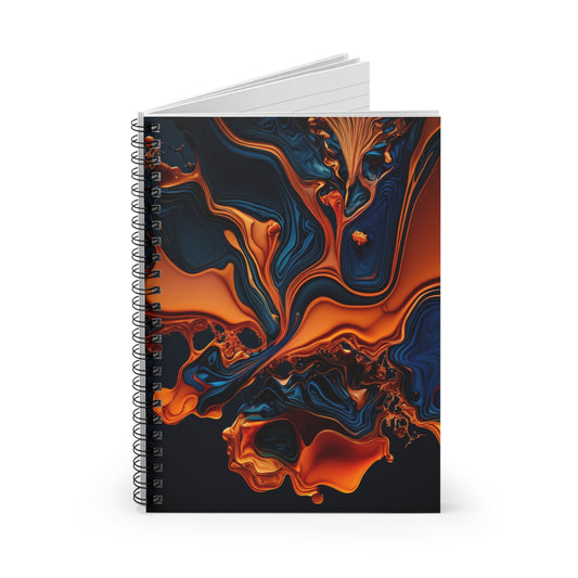 Navy and orange swirl  designed journal or Notebook. Boho, minimalist, Notes Spiral Notebook - Ruled Line