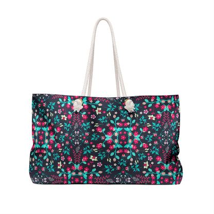 Blue & Pink Floral Weekender Bag