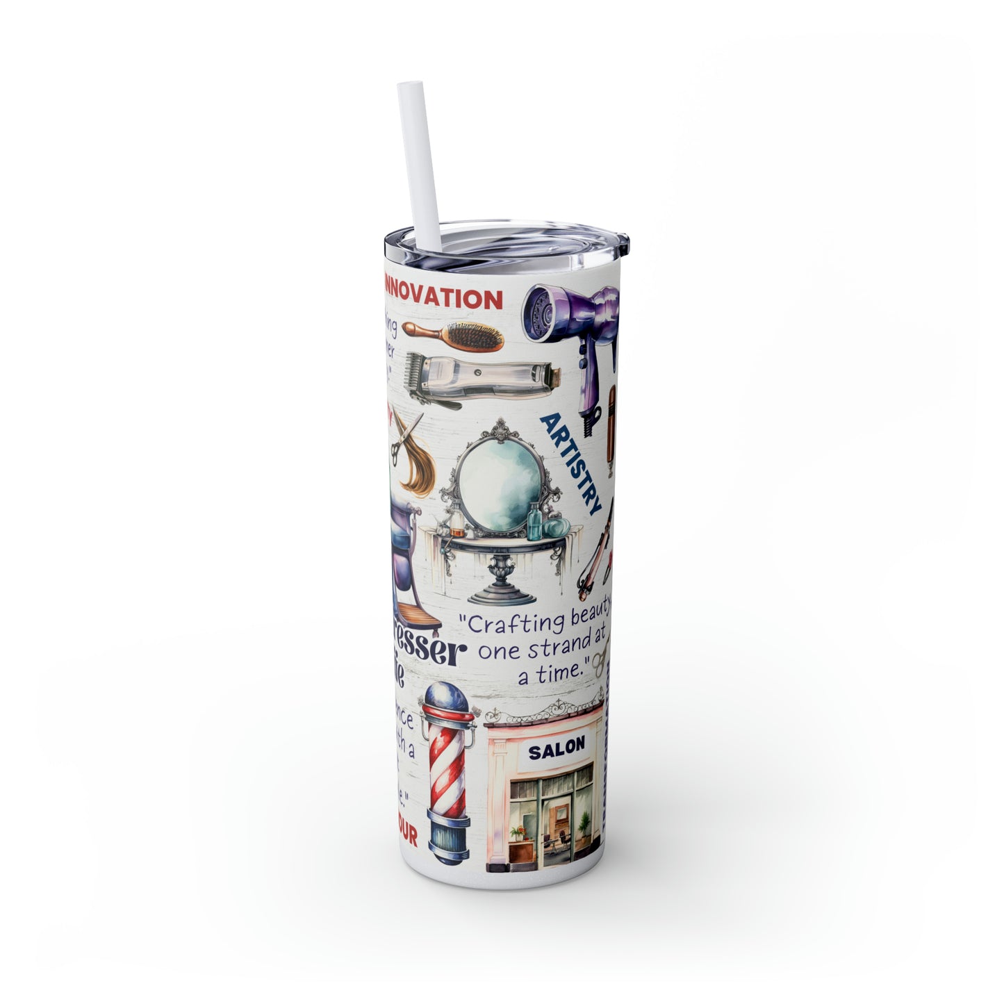 Hairdresser Life EcoChic 20oz Skinny Stainless Steel Tumbler with Straw