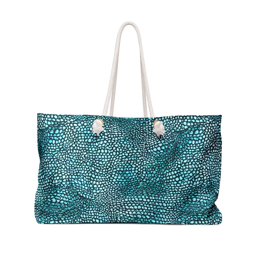Teal Animal Print Weekender Bag