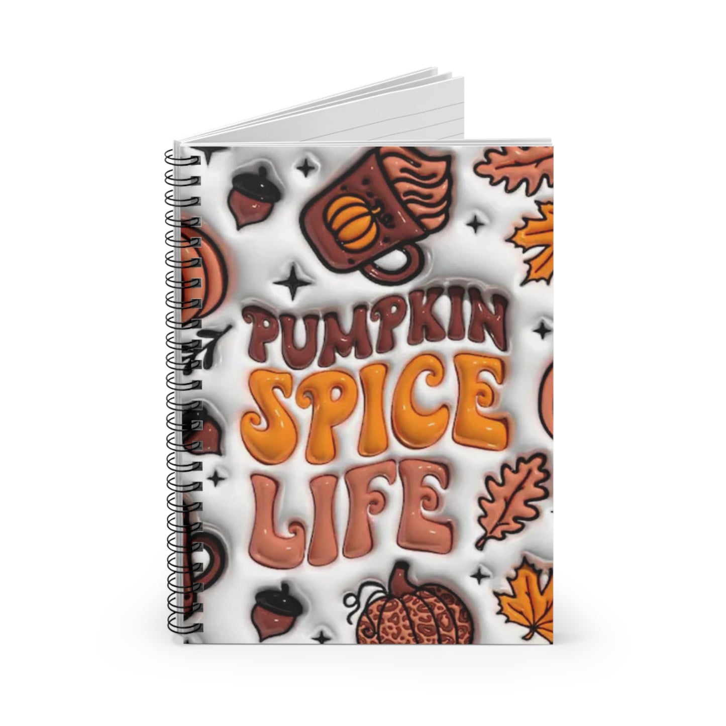 Pumpkin Spice Life! Fall! Journal or Notebook. Minimalist, Notes Spiral Notebook - Ruled Line