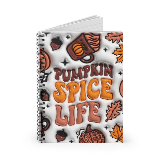 Pumpkin Spice Life! Fall! Journal or Notebook. Minimalist, Notes Spiral Notebook - Ruled Line