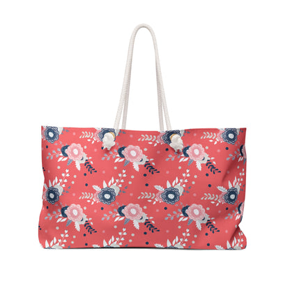 Floral, Coral & Navy Weekender Bag