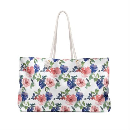 Blue & Pink Floral Weekender Bag