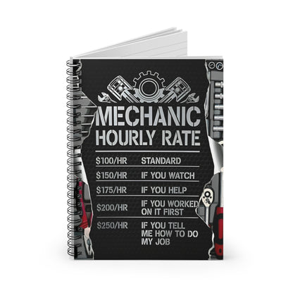 Mechanics Hourly Rate Spiral Notebook - Ruled Line