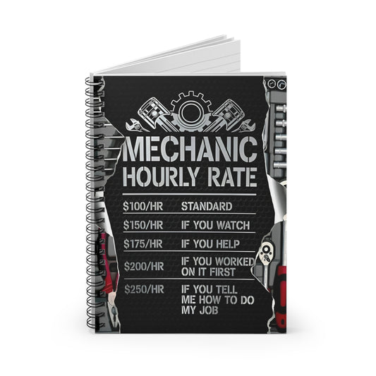 Mechanics Hourly Rate Spiral Notebook - Ruled Line