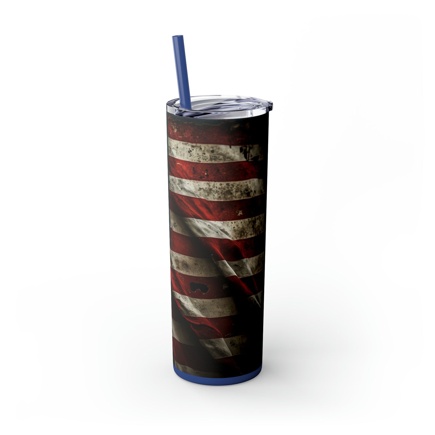 USA American Flag, EcoChic 20oz Skinny Stainless Steel Tumbler with Straw