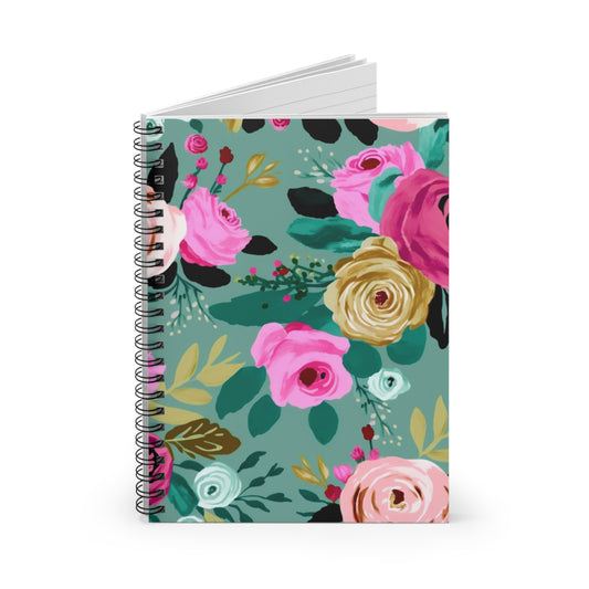 Floral Tea Party Journal  or Notebook. Diary Notes Spiral Notebook - Ruled Lined