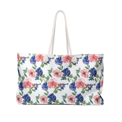 Blue & Pink Floral Weekender Bag