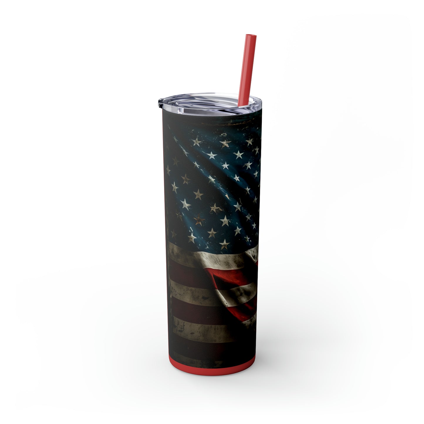 USA American Flag, EcoChic 20oz Skinny Stainless Steel Tumbler with Straw