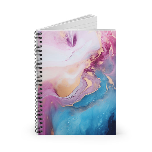 Blue, Pink & Gold Marble journal or Notebook. Boho, minimalist, Notes Spiral Notebook - Ruled Line