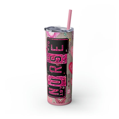 Nurse Pink ,EcoChic 20oz Skinny Stainless Steel Tumbler with Straw
