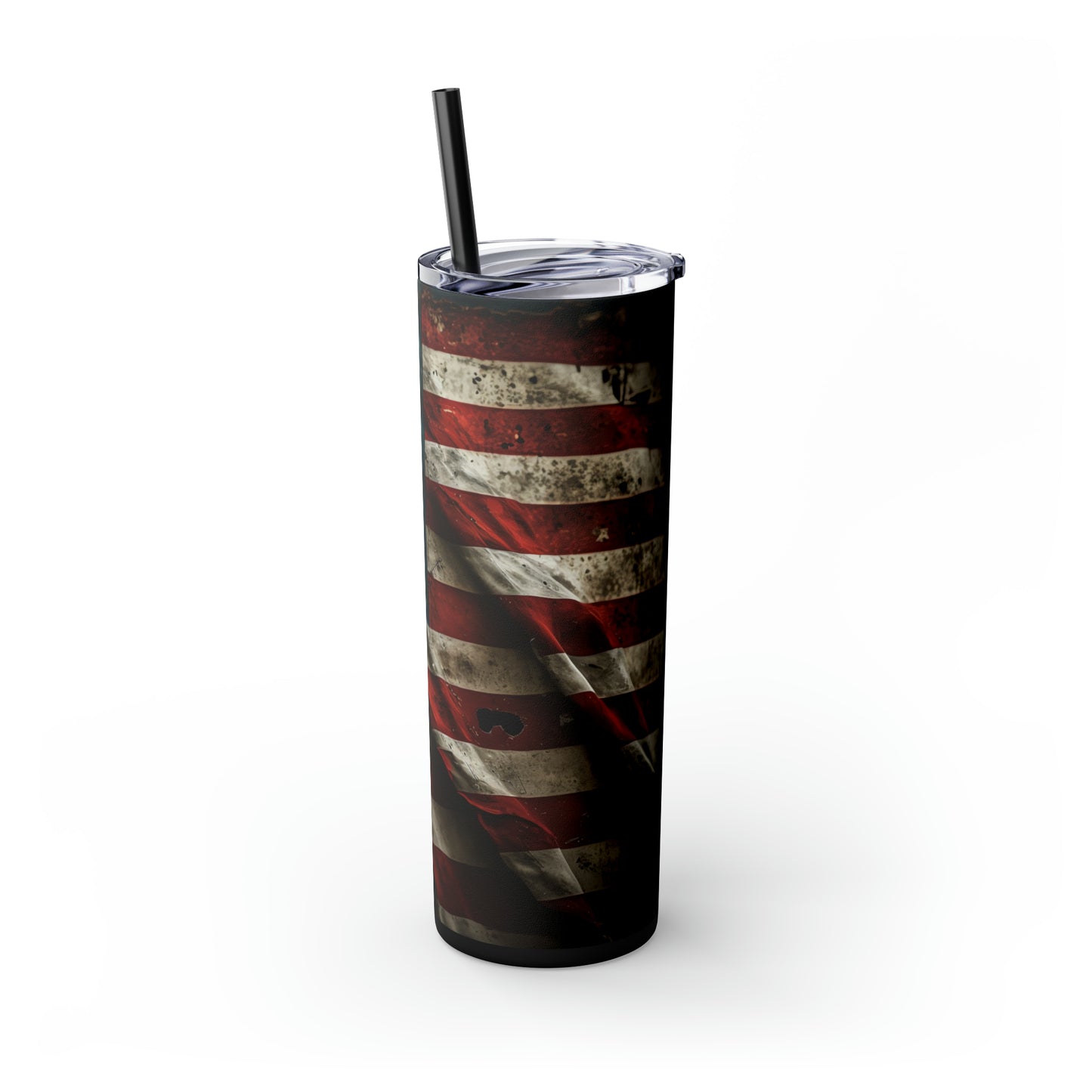 USA American Flag, EcoChic 20oz Skinny Stainless Steel Tumbler with Straw