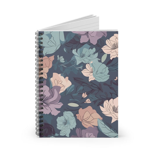 Pastel Floral Journal  or Notebook. Diary Notes Spiral Notebook - Ruled Lined