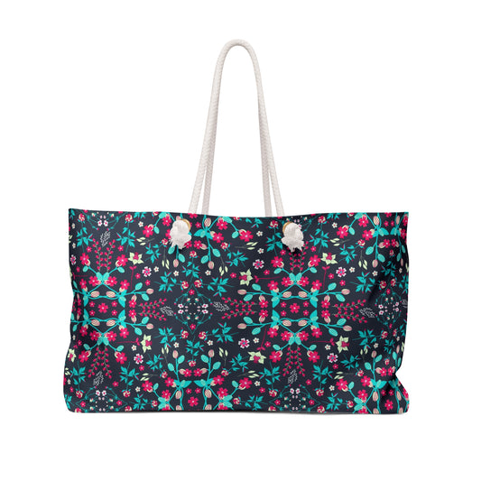 Blue & Pink Floral Weekender Bag