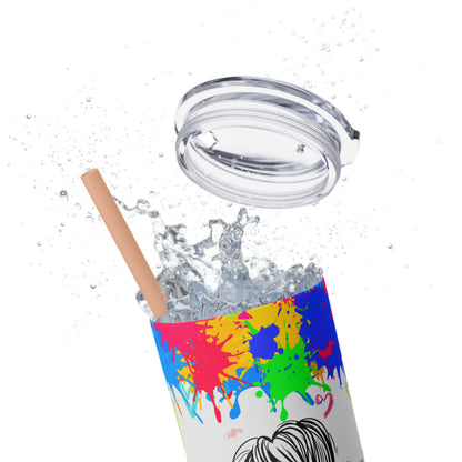 Autism awareness, Mama EcoChic 20oz Skinny Stainless Steel Tumbler with Straw