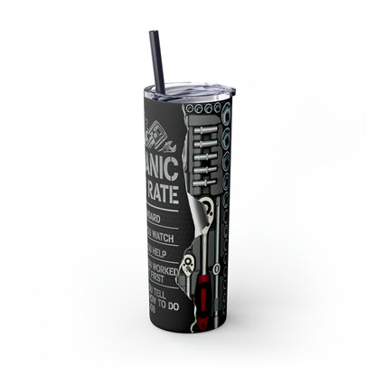 Mechanics Rate Skinny Tumbler with Straw, 20oz
